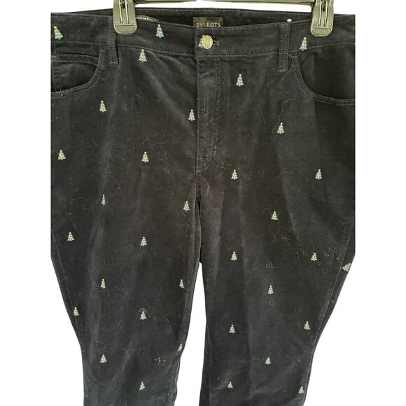 Velvet Talbot's Christmas Pants 18WP Black Straight Leg Tree Embroidery Holiday - Picture 4 of 6